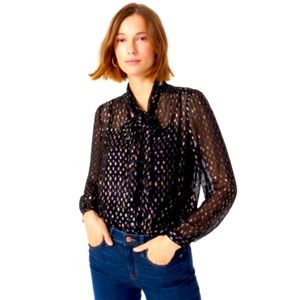 J.Crew Tie-Neck Blouse with Rainbow 🌈 Lurex Dot